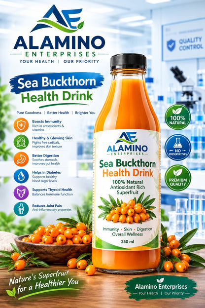 Alamino Sea Buckthorn Health Drink – 250ml | 100% Natural Antioxidant Rich